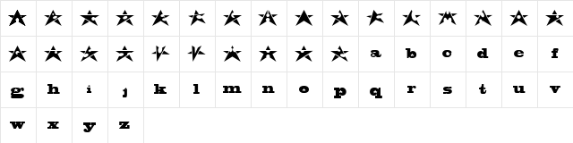 Adrianstars Regular  glyph index