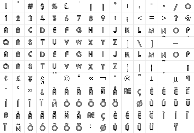 Aki Regular  glyph index