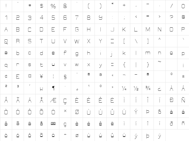 Elgethy Upper Regular  glyph index