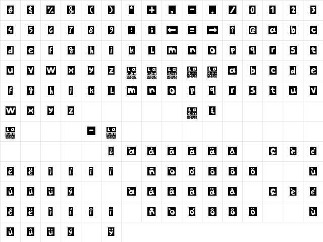 La cucaracha Regular  glyph index