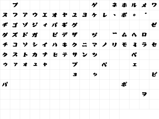 CooberBlackOblKat Regular  glyph index