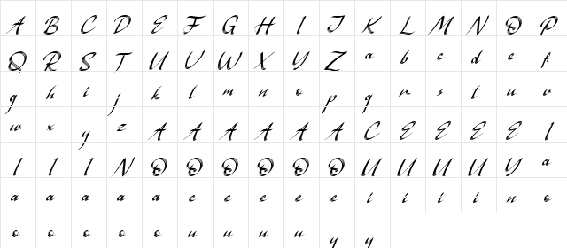 Galligra Regular  glyph index