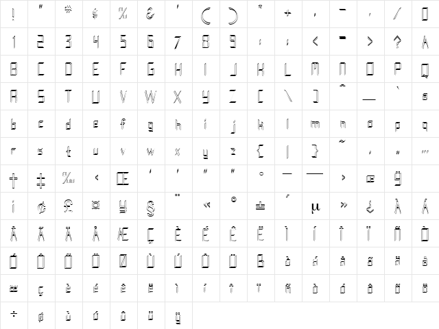 Mezzoforte Regular  glyph index
