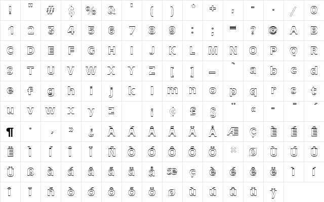 AntiqueOliTMedOu1 Regular  glyph index