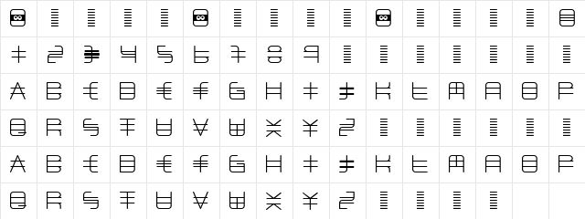 Zeno Regular  glyph index
