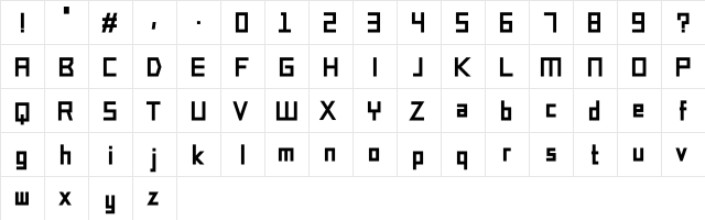 Robot_Font 100  glyph index