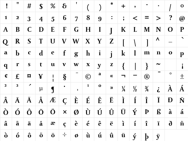 Paradox Dtl St Bold Regular  glyph index