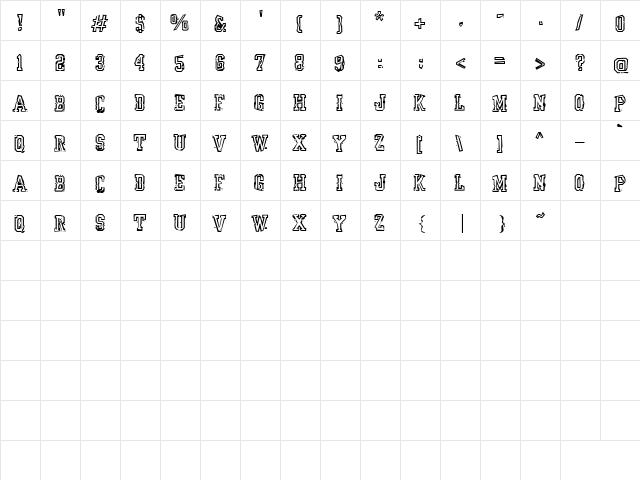 YrBkMess Mess  glyph index