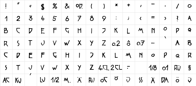 Wiener Regular  glyph index