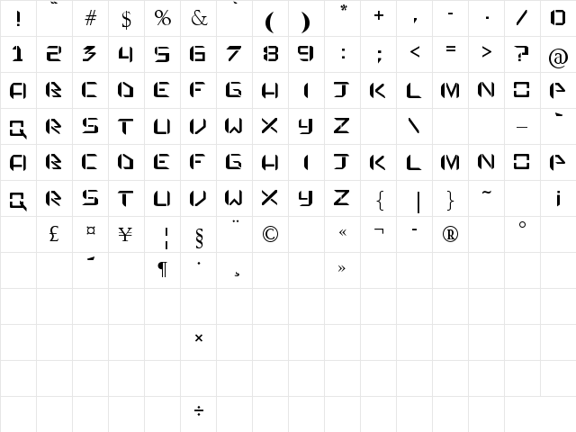 praetorian defiance Regular  glyph index