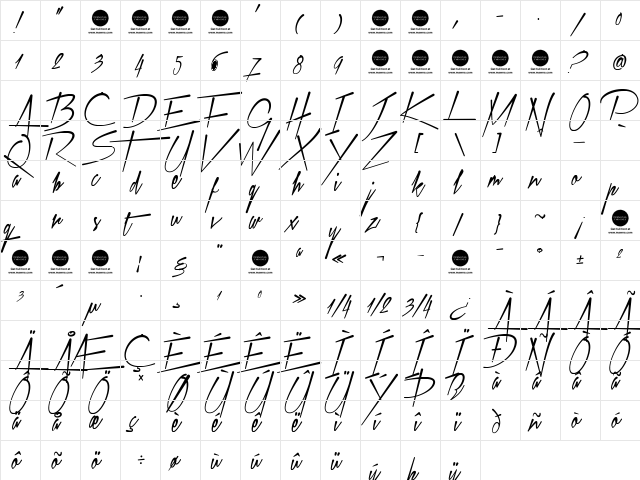 Xtreem Medium Demo Regular  glyph index