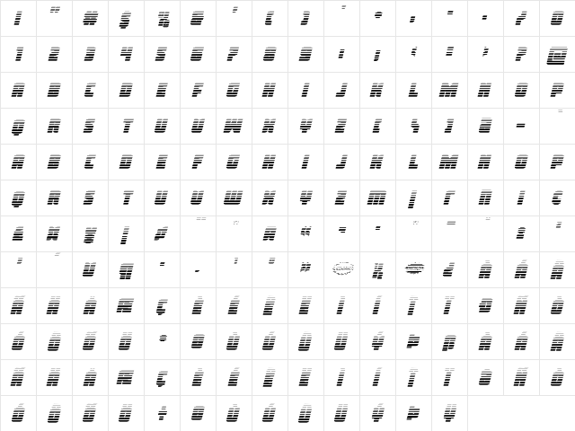 Inspector General Gradient Ita Regular  glyph index