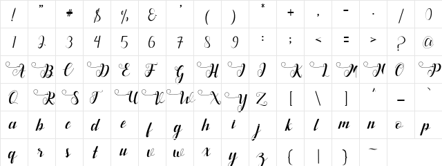 Deliya Regular  glyph index