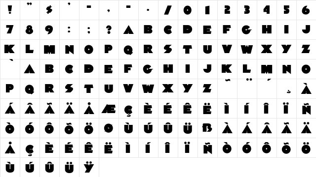 Big Black  glyph index