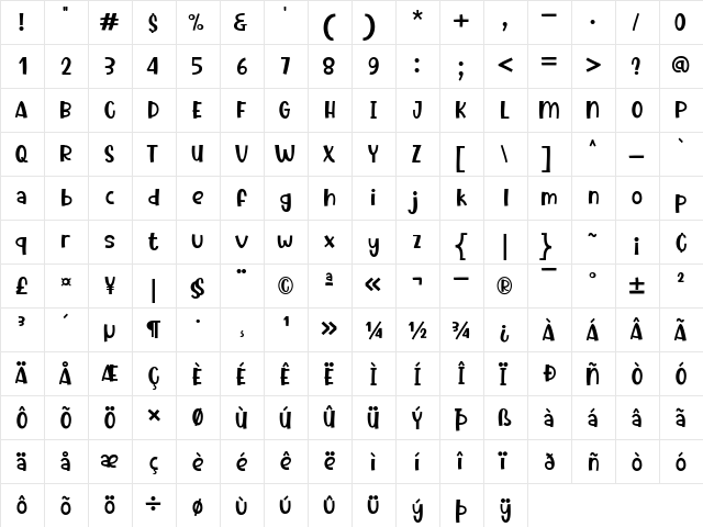 Dotuku Regular  glyph index