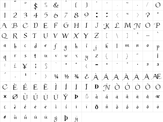 LightWave114 Regular  glyph index