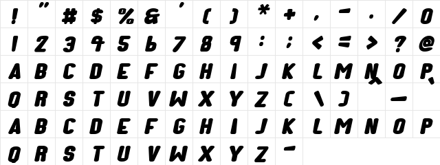 Kids Play Italic  glyph index