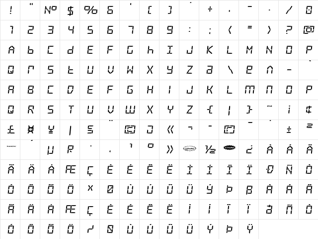 Frozen Crystal Expanded Expanded  glyph index