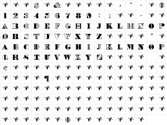 Bradley Initials  glyph index