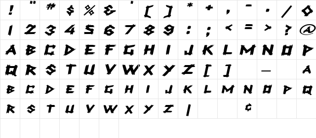 LogCabinExtended Oblique  glyph index