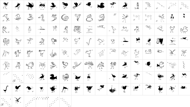 OrnithoLogics Regular  glyph index