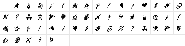 CCDangerGirlDingbats Regular  glyph index
