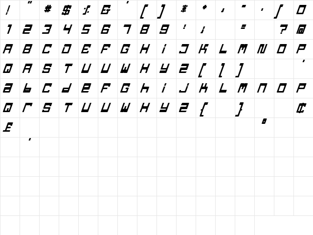 TPF Jaib BoldItalic  glyph index