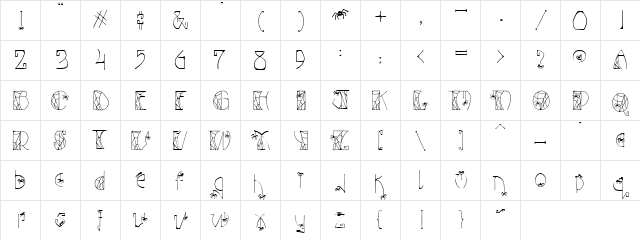 PC October Regular  glyph index