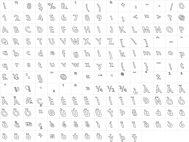Hussar BdOppOblOut  glyph index