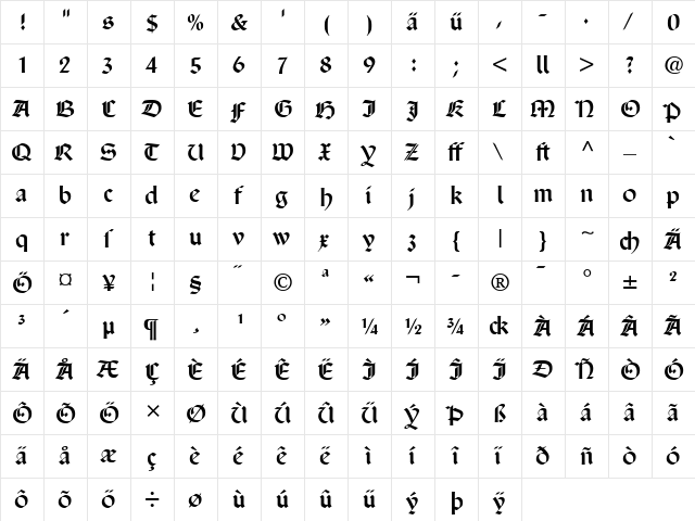SanMarco LT Dfr Regular  glyph index