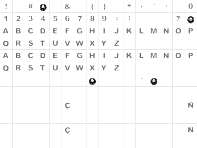 American Offset Regular  glyph index