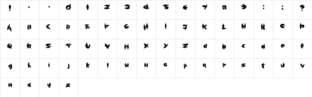 RED ROOT Regular  glyph index