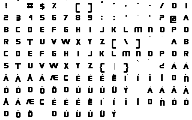 Coverse Allstars Regular  glyph index