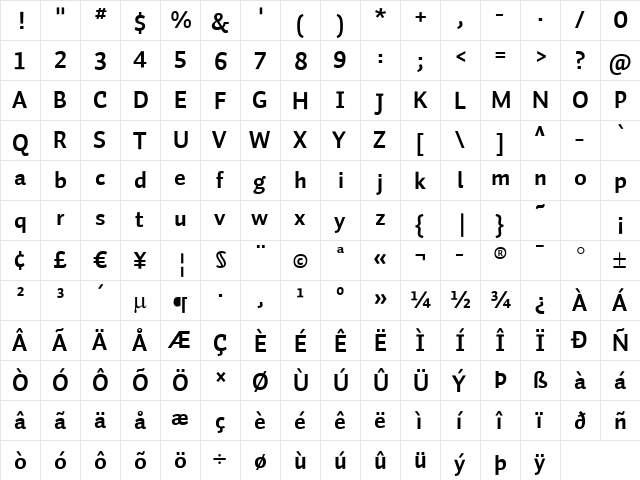 Auto 1 Bold LF  glyph index