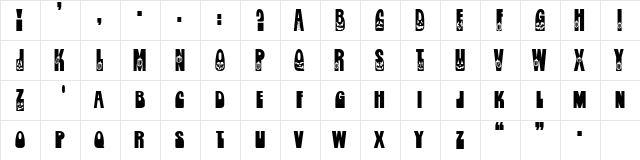 Jackie O'Lantern Regular  glyph index