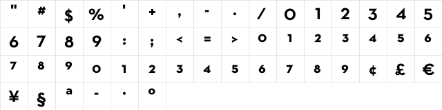 Neutra Text Frac Bold  glyph index