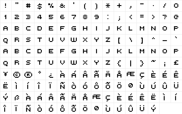 FFF Intelligent Thin Condensed Regular  glyph index