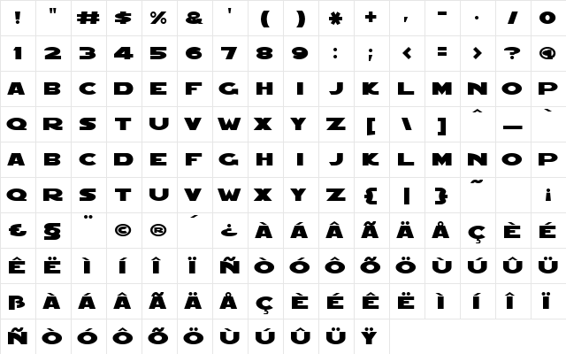 RedFive Regular  glyph index
