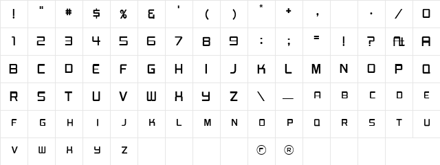 Burger Joint Small Caps JL Regular  glyph index