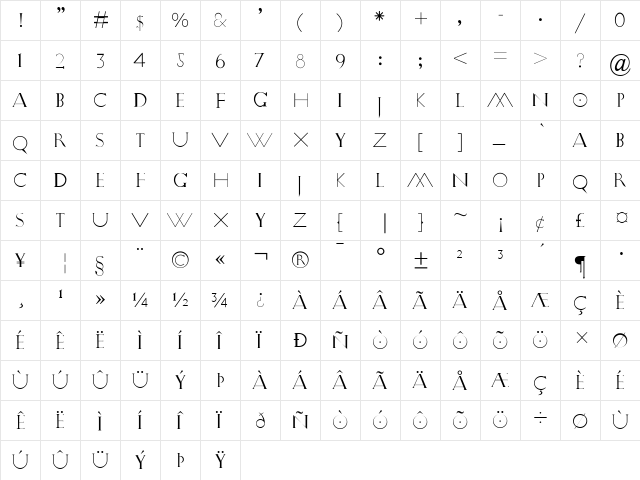 Drone Medium  glyph index