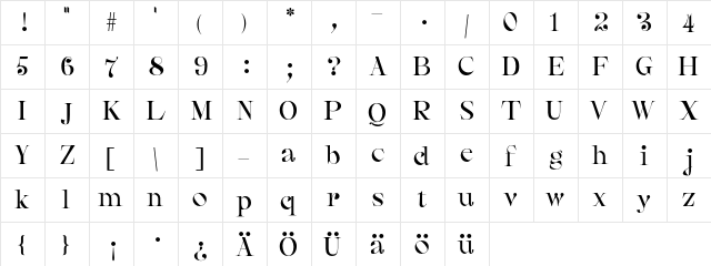 booz-uhm Regular  glyph index