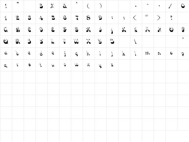 DOILY Regular  glyph index