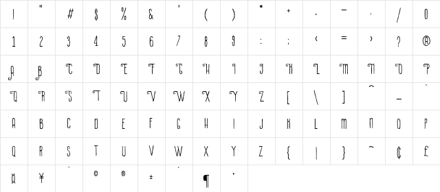 La Petitenget La Petitenget  glyph index