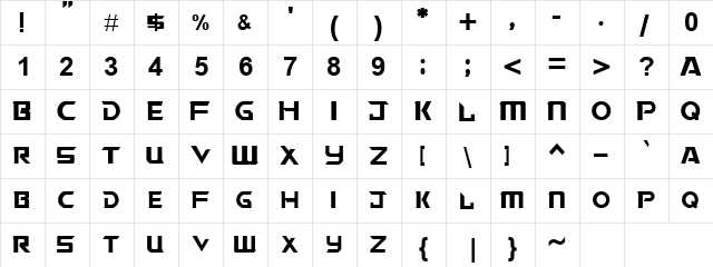 Tiberium Normal  glyph index