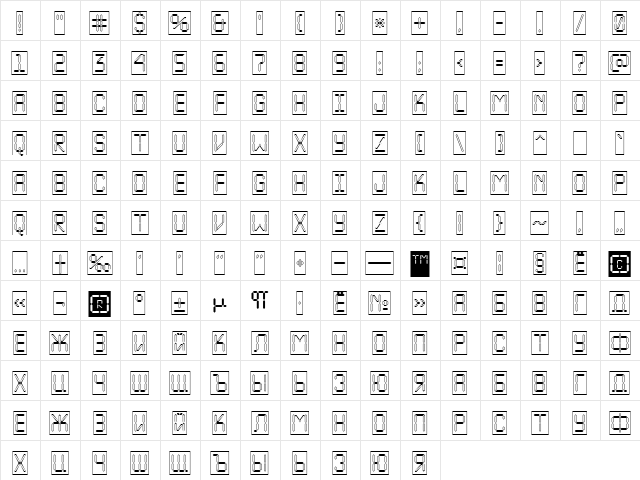 a_LCDNovaCmOtl Regular  glyph index
