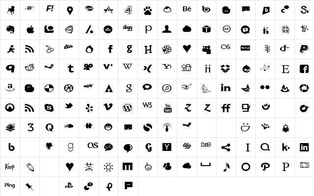 Just Vector Regular  glyph index