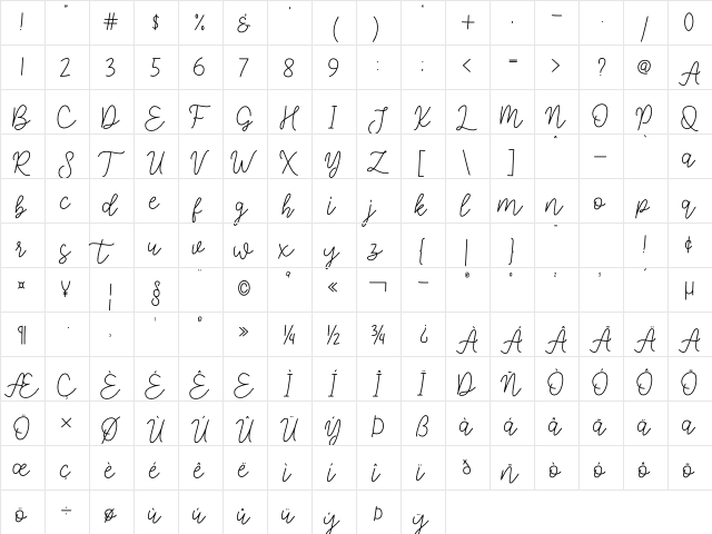 Open  Heart Regular  glyph index