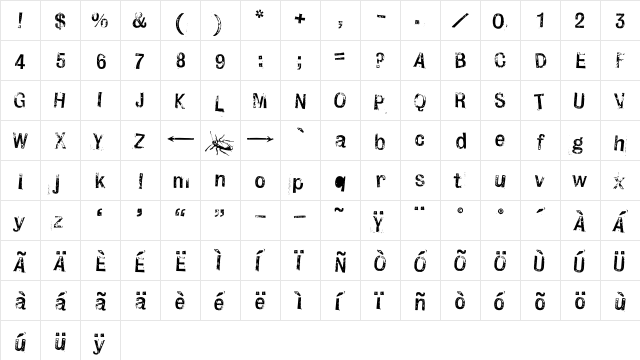 HandCancelled HTF-Two  glyph index