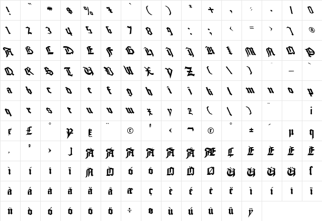 Good City Lefty Not Plain Regular  glyph index