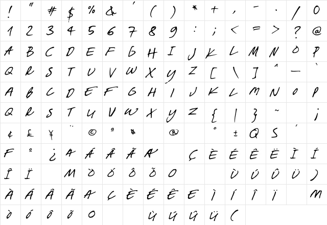 Breakaway Regular  glyph index